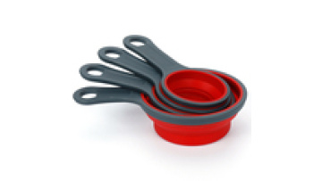 Bpa free food grade foldable 4PCS silicone folding measuring cups and spoons set collapsible measuring cups with handle1