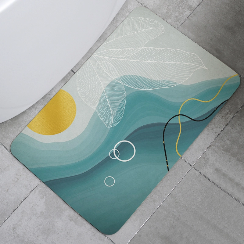 Water Absorbent Marble Texture Mat Diatom Mud Diatomaceous Earth Diatomite Bath Mat