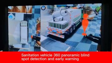 Sanitation vehicle 360 panoramic blind spot detect