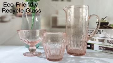 Pink Bubbles Recycled Glass Milk Water Handle Jug