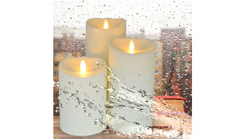 Outdoor plastic waterproof moving wick led flameless pillar candles set of 3