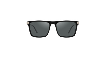 New Fashion Women Square Polarized Blue Clear Black Acetate Metal Frame Polarized Sunglasses1