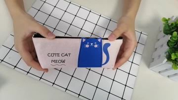 School stationary cat pattern cute canvas pencil case