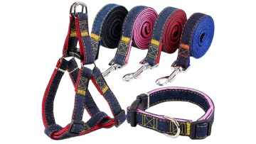 2021 hot sale Jean Material Dog Harness and Leash