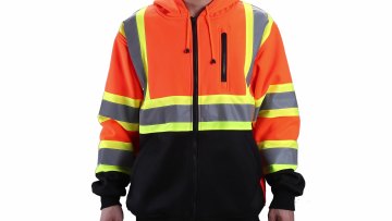 Customizable high visibility pullover sweatshirt lined fleece hoodie visibility safety jacket reflective1