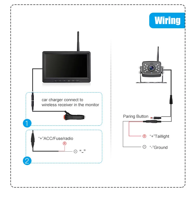 digital lcd wide angle waterproof car camera rearview car system backup camera car rear view reversing aid