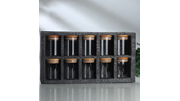 Wholesale 200ml Round Kitchen Glass Spice Storage Jar with Bamboo Lid Set1