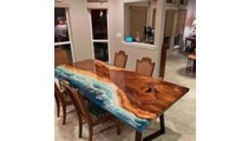 Home Furniture Factory Direct Solid Walnut Wood Restaurant Kitchen River Dining Table Epoxy Resin Slab1