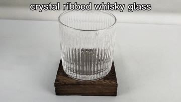 Ribbed Round Crystal Tumbler Whiskey Shot Glasses