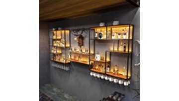 Custom iron work  Living Room Cabinet European Style Wall Mounted  bar supermarket Display wine Storage rack1