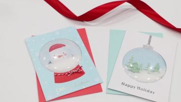 New Design Holiday Funny Christmas Handmade Santa Clause Globe Shaker Cards, Custom printing Paper Greeting Cards1