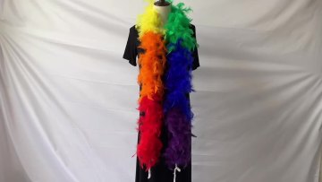 Wholesale Cheap Rainbow Sectioned Turkey Feather Boa For Cloth Decoration1