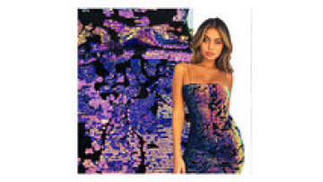 2024 Hot selling Shiny shadow reversable Sequin Fabric Embroidery Holographic Sequin velvet Fabric for women and men1