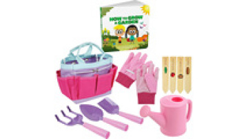 Isunpro Kids Garden Tool Set Toy Sturdy Tote Bag Watering Can Shovels Garden Stakes child outdoor garden tool set1