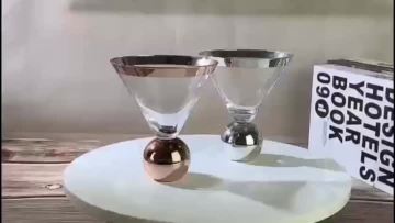 stemless martini cocktail glasses set with ball base