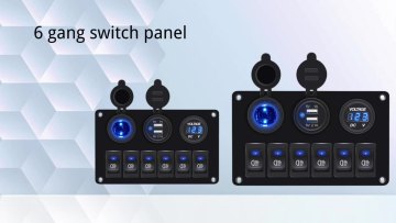 Circuit Breaker 6 Gang Blue LED ON /OFF Rocker Switch Panel for Car Marine Boat1