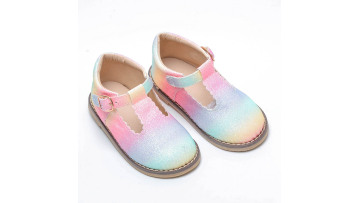 children girls rainbow t bar shoes