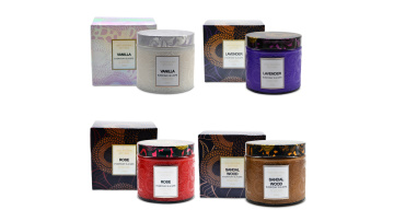 Luxury Decorative Embossed Glass Jar Candles Gift Set With Private Label