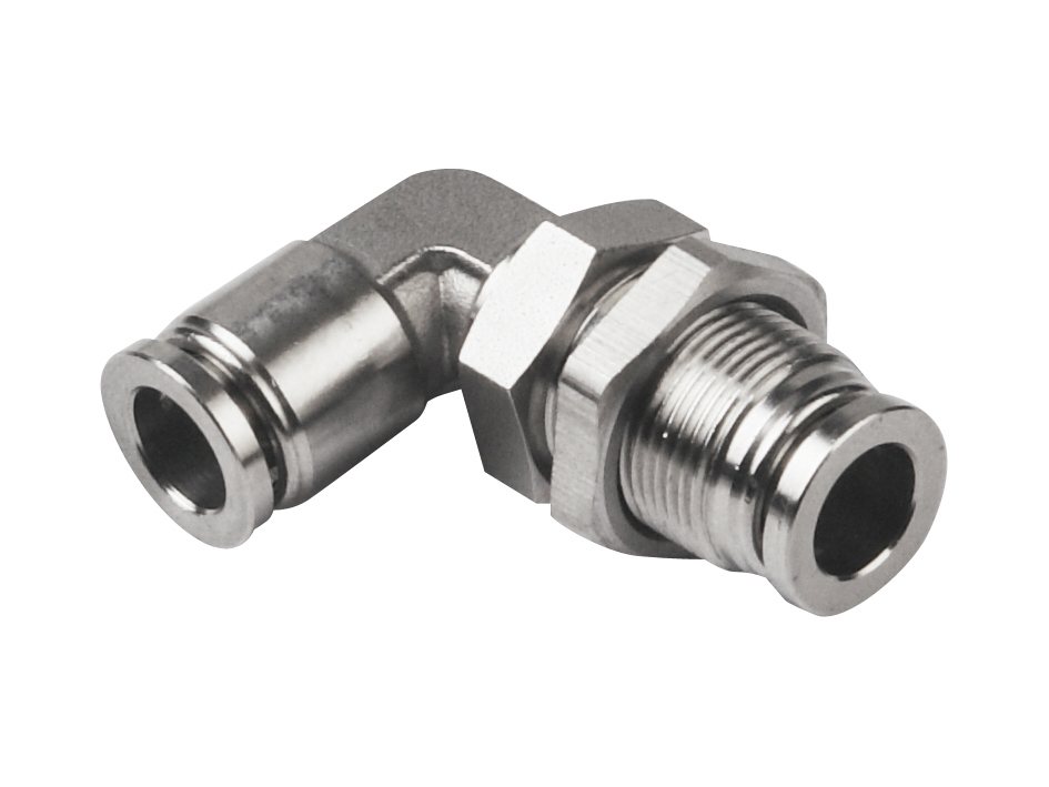 Stainless steel 316L bulkhead elbow union