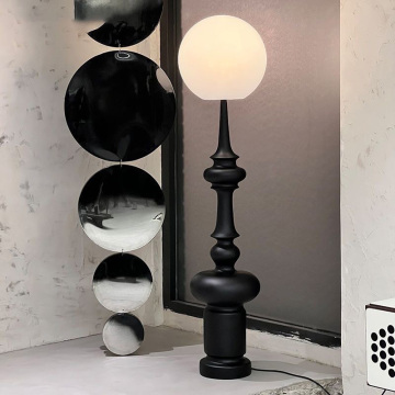 Wabi-Sabi Black Resin Standing Lamp For Living Room