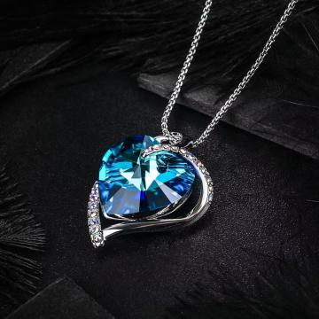Fashion Classic Ocean Heart Blue Love Crystal Necklace