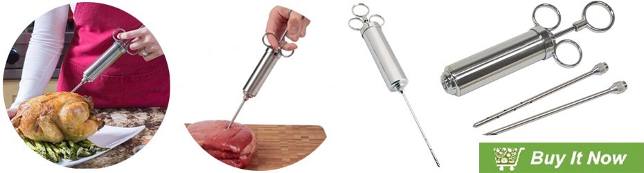 2oz 304 Stainless Meat Injector Syringe BBQ Grill Smoker Steak