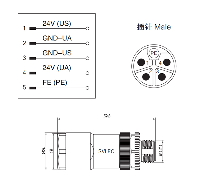M12 L-Code power connector