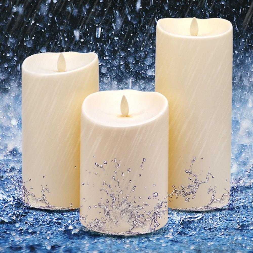 Plastic Outdoor Waterproof Led Flameless Pillar Candles