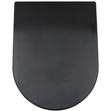 Fanmitrk Duroplast Toilet Seat-Soft Close U Shape Toilet Seat Black,Quick Release