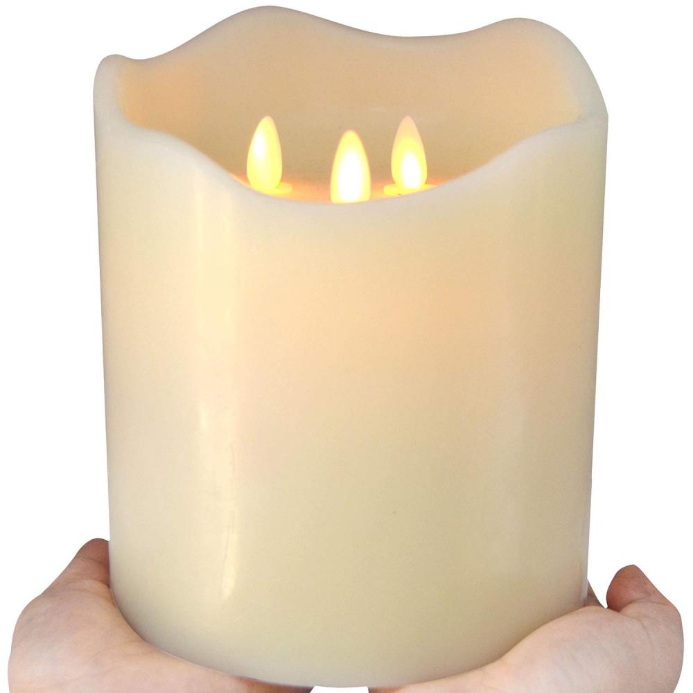 3 Wick Battery Operated Led Flameless Pillar Candles