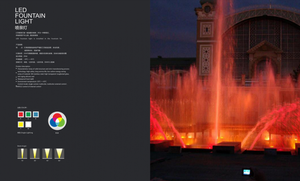 Energy-saving fountain lights for hotels