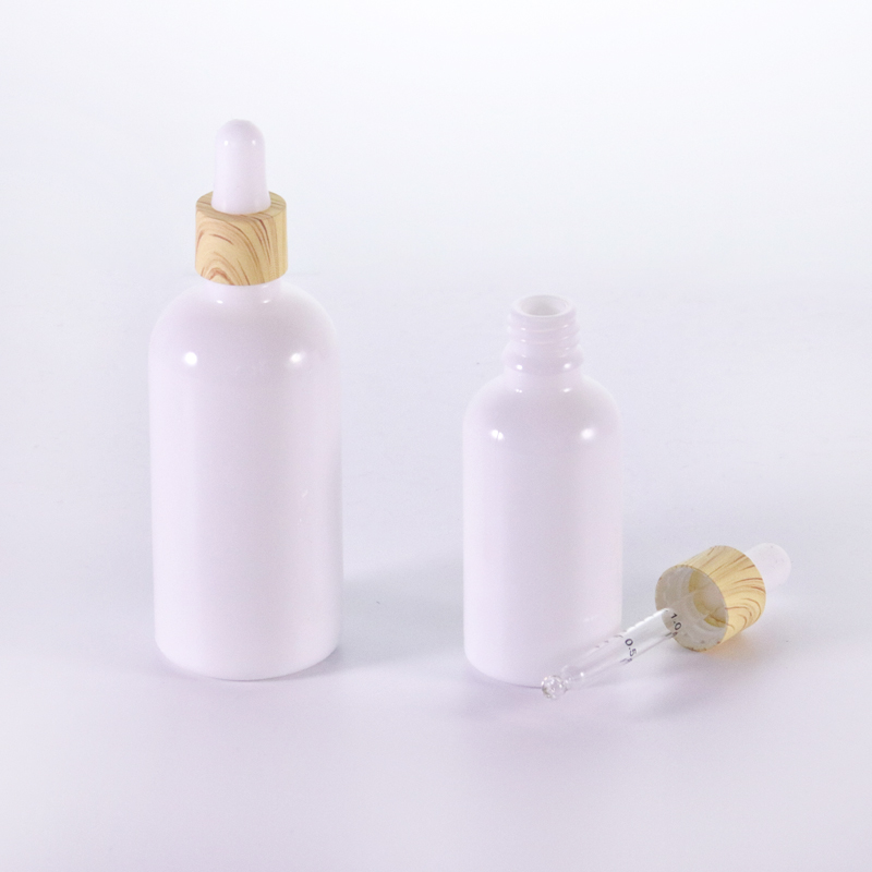 Opal White Glass Bottle With Bamboo Dropper2 Jpg