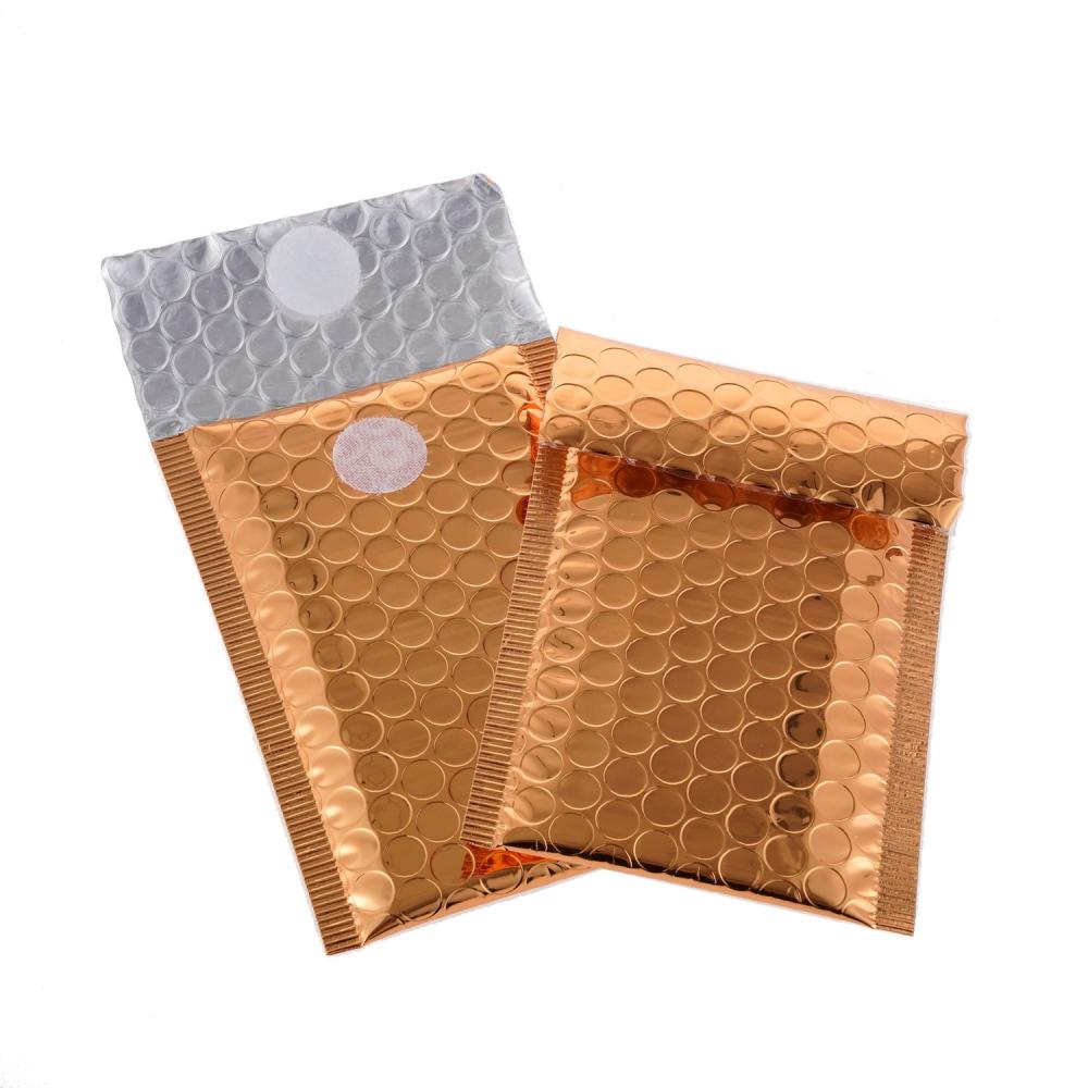 orange metallic bubble mailers with velcro closure