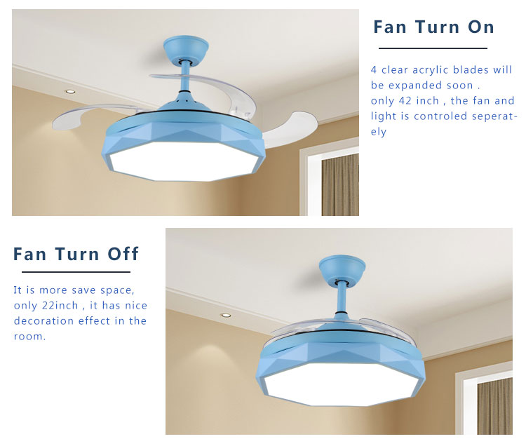 Retractable Ceiling Fan With Light And Remote