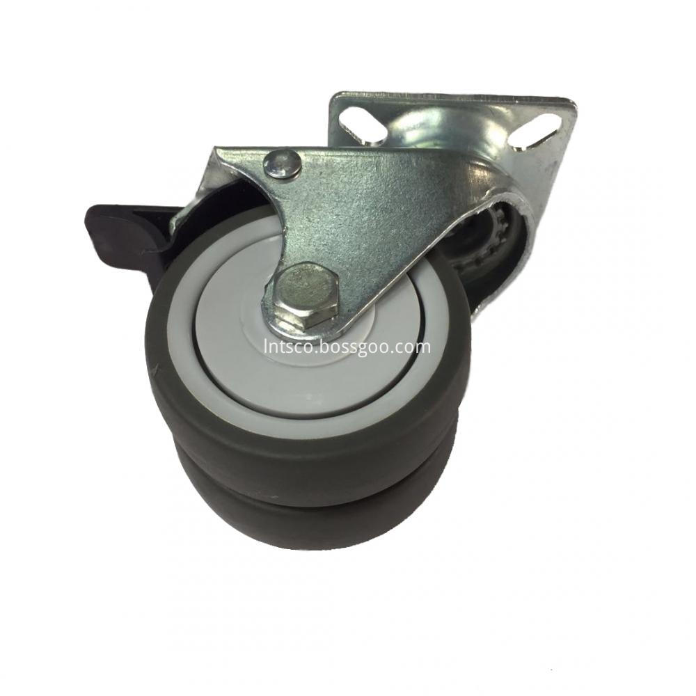 Flat Plate Dual-wheel Brake Casters with TPR Wheels