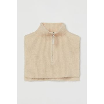 Rib-knit Turtleneck Collar with a zipper at top