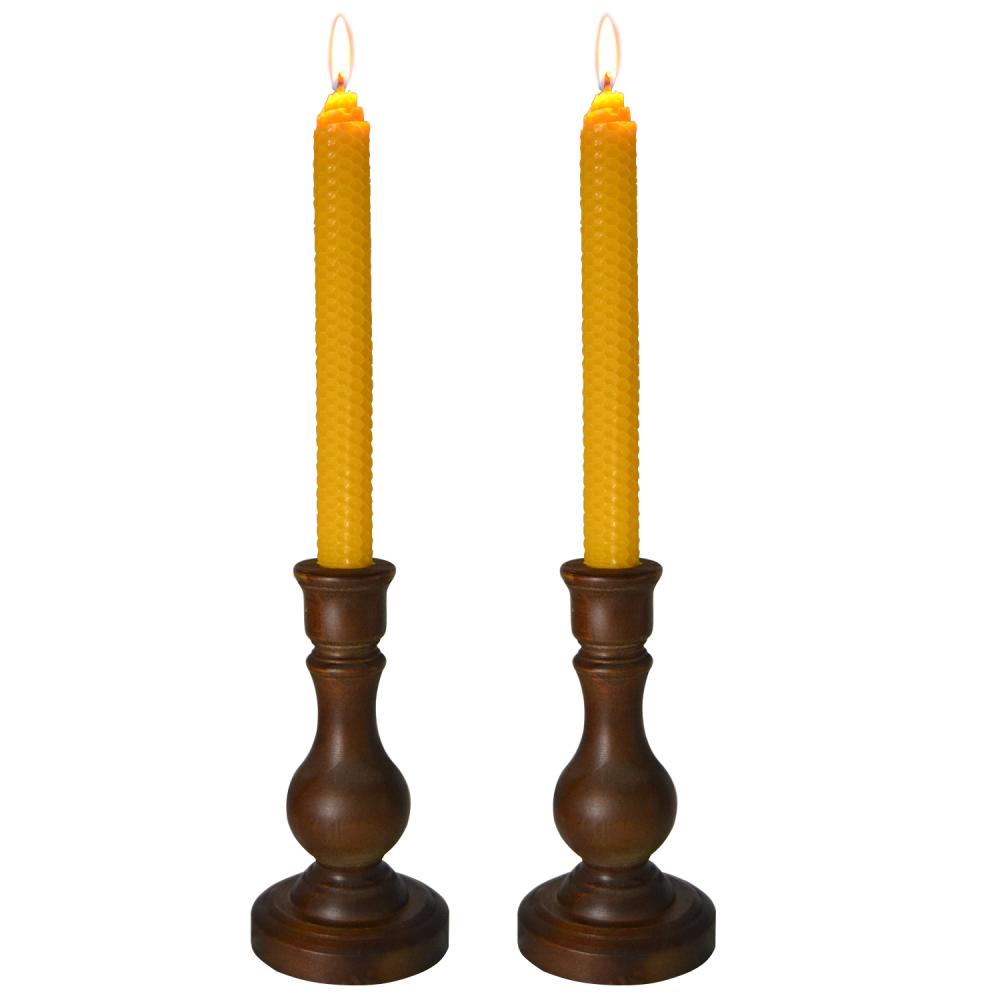 Rustic Vintage Wooden Taper Candle Holders