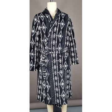 Polyester printed long sleeve bathrobe