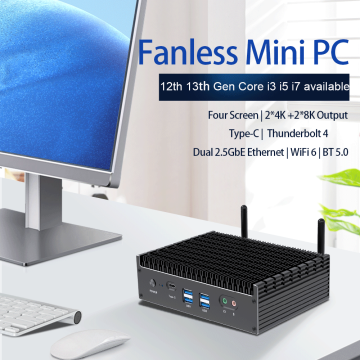Quadruple Video Output 4K UHD Fanless Mini PC