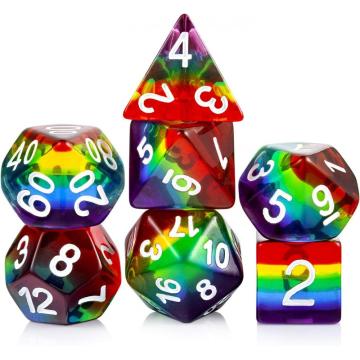 Transparent Rainbow Polyhedral RPG Dice Set for D&D Dungeons and Dragons Game