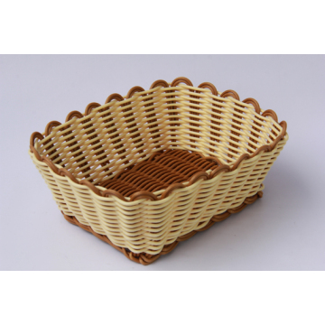 Handmade bicolor rectangular pp rattan basket