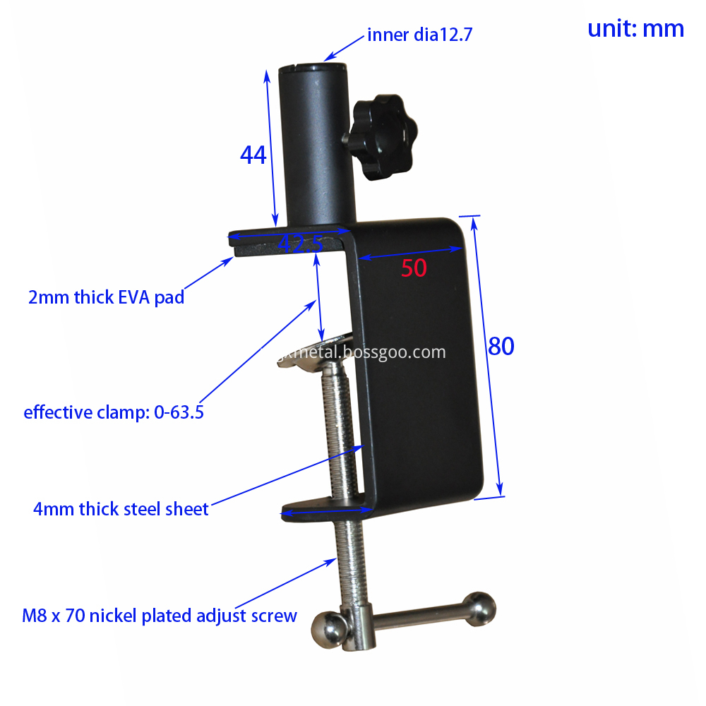 RTC0002 microphone mount clamp Dimension