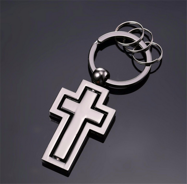 cross metal keychain