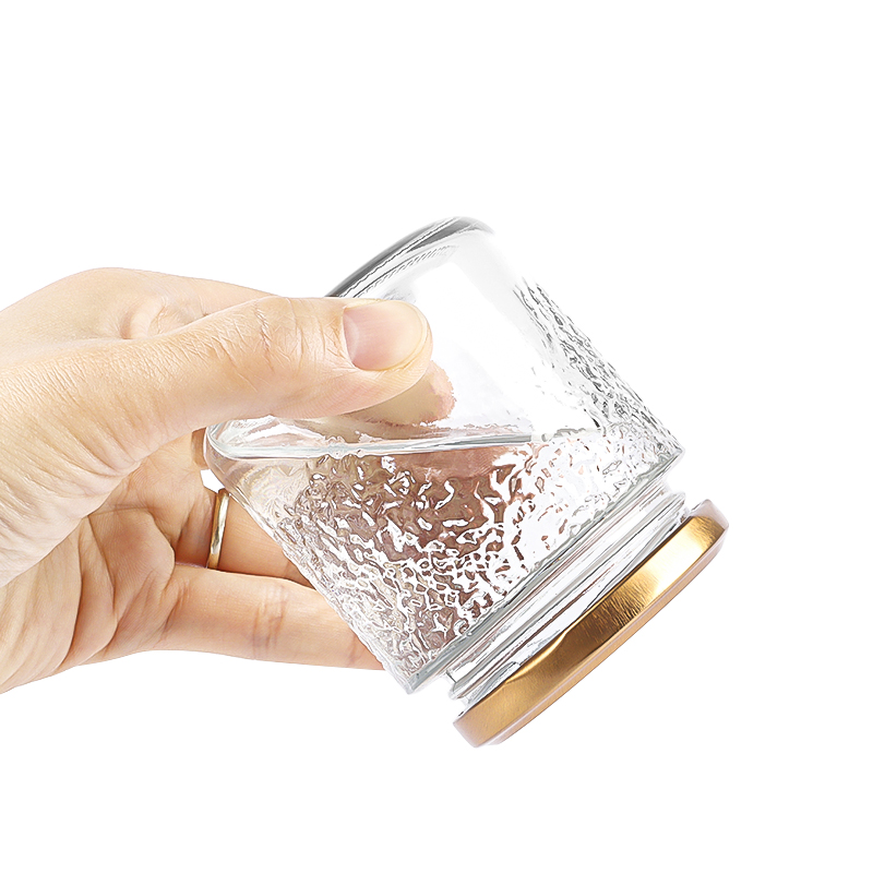 Hammer Pattern Glass Jar