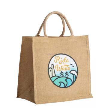 Large Natural Eco-Friendly Burlap Jute Tote Beach Bag