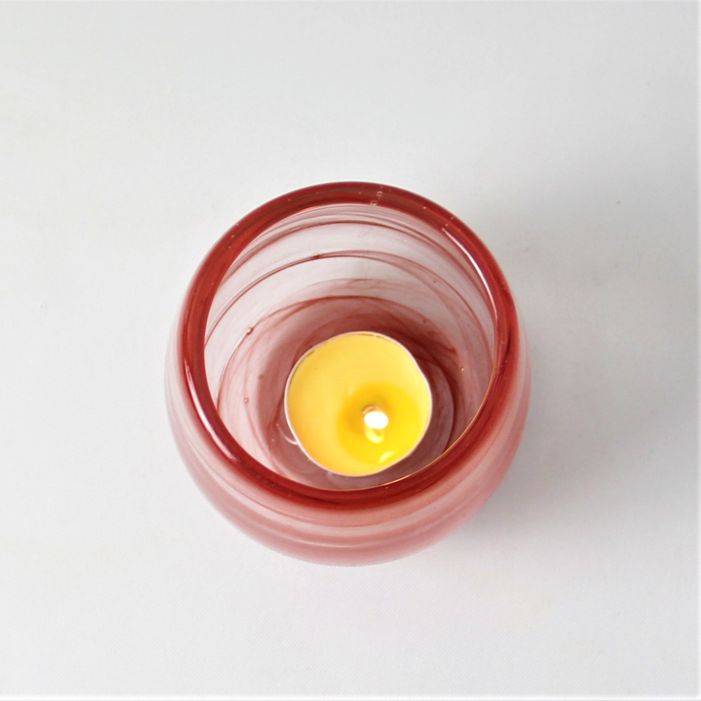 Red Cloudy Candle Holder Glass Cup