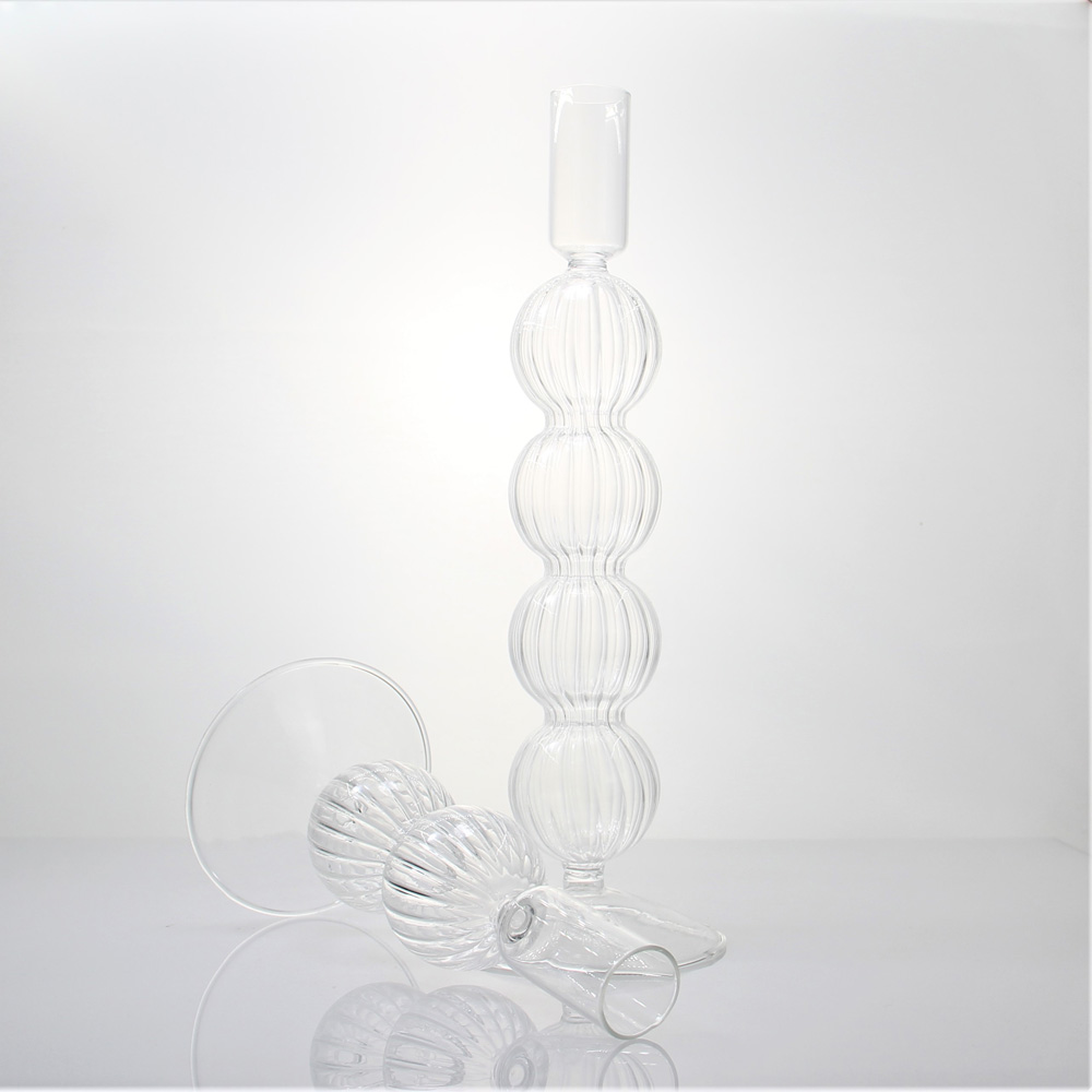 Ball Conjoined Glass Candlestick Holder