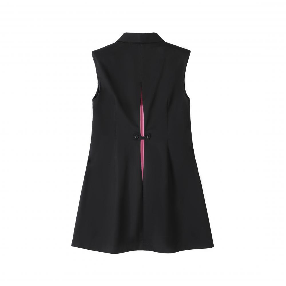 Sleeveless Mid-length Dress with Suit Collar