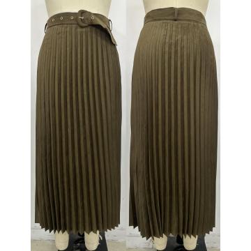 Winter Women Fleece Midi Length Pleated Skirt