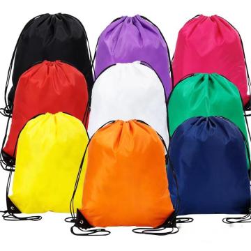 Solid color polyester drawstring backpacks